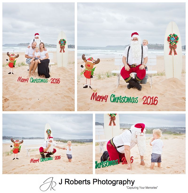 Aussie Santa Photos on the beach on the Northern Beaches Sydney 